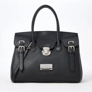 VALENTINO Dollaro Theresa Black Pebbled Leather Satchel Handbag